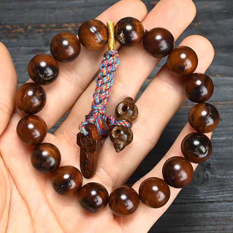 Men's Lightning Strike Jujube Tree Lei Jiao Wood Pattern Bracelet - 12mm * 17 Full Thunder Marks [Vajra Swords]] MegaBDM