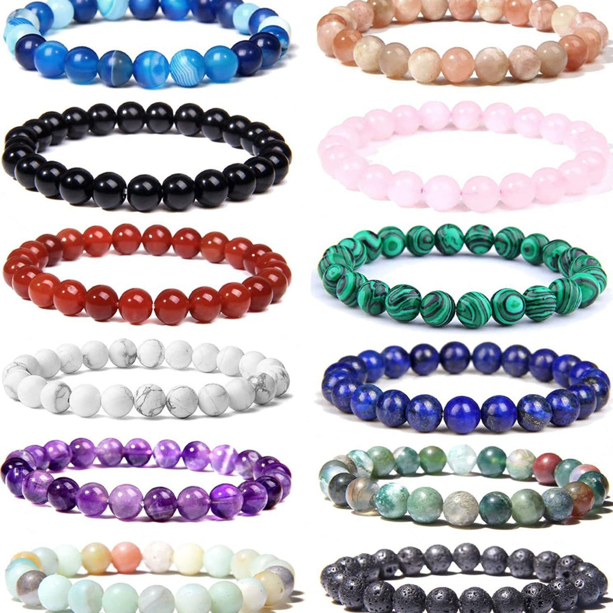 Women's & Men's Mm Natural Gemstone Outdoor Yoga Stretch Beads Bracelet MegaBDM
