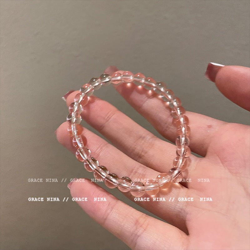 Women's Sweet Bubble Pink Ice Transparent Beaded Bracelet - 6mm Beaded Bracelet MegaBDM