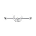 Industrial Barbell Ear External Thread Piercing Bridge Double Stud Earrings - Hollow out Big Moon MegaBDM