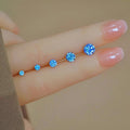 Women's Ocean Blue Sterling Sier Round Zircon For Affordable Luxury Fashion Rings MegaBDM