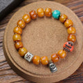 Yak Bone Barrel Beads Single Circle Ethnic Style Tibet Turquoise Bracelets - Style D / Size: 10mm MegaBDM