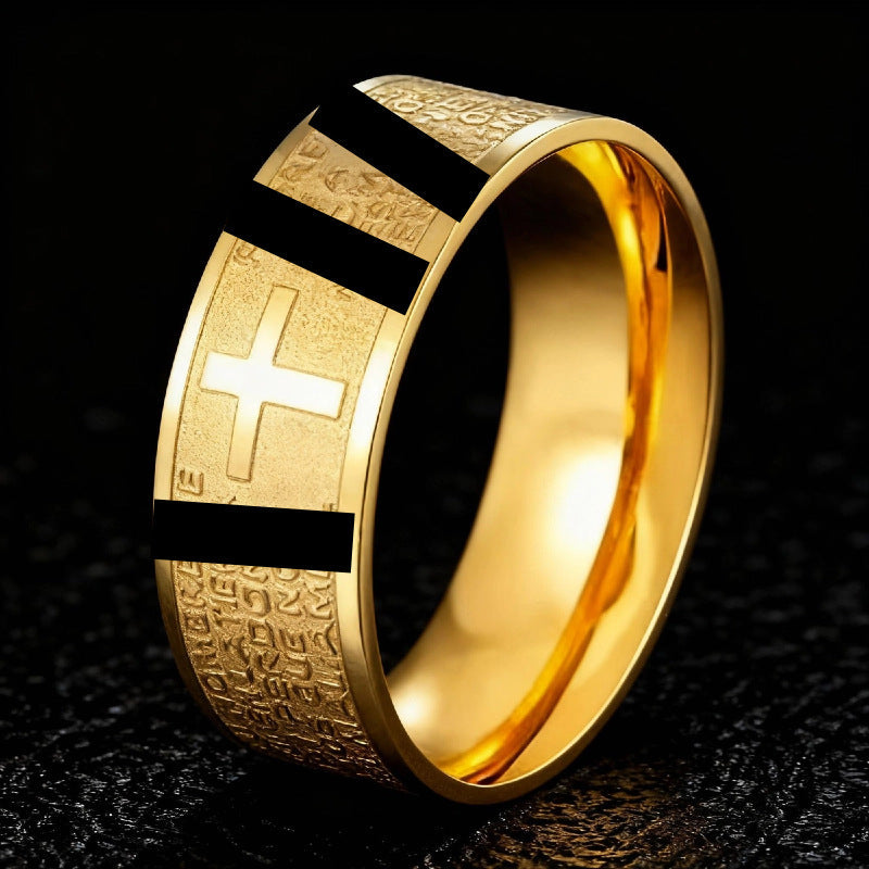Men's Titanium Steel Stainless Simple Niche Advanced Fashion Ring - 3-d-1 Gold / No. 6 MegaBDM