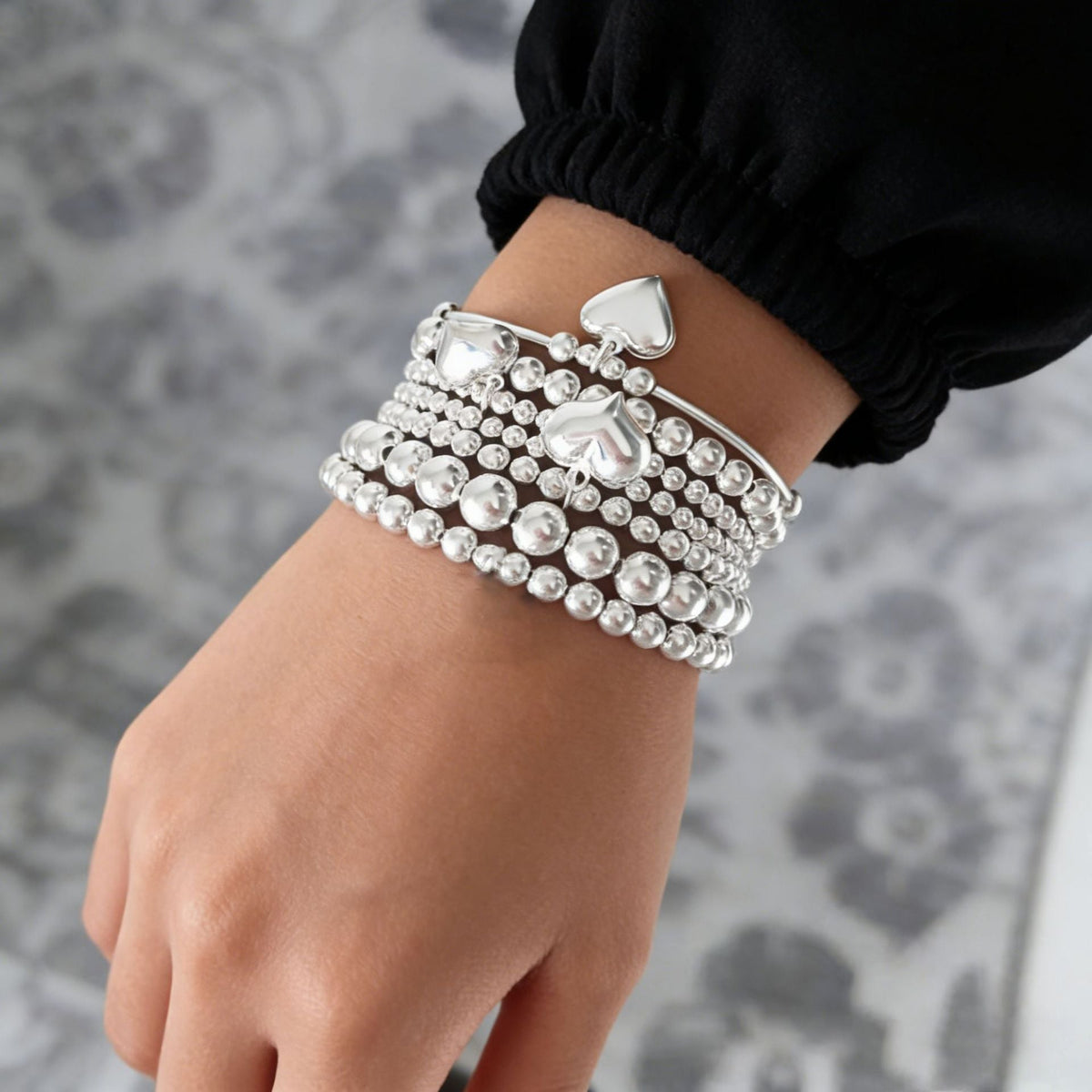 Women's Twin French Beaded Love Simple Imitation Bracelet - White K Heart Bracelet MegaBDM