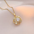 Female Minority Fashion Design Rotating Bauhinia Zircon Flower Necklace - X1210 MegaBDM