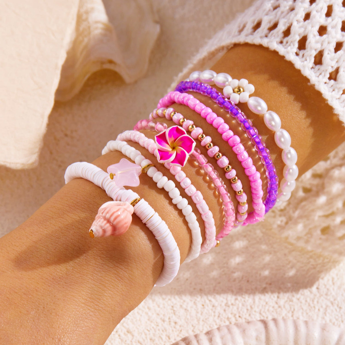 Women's Shell Summer Combination Versatile Niche Bead Bracelet - BR26Y0023 MegaBDM