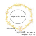 Petals Flower Leaf Zircon Design Personality Daily Birthday Bracelet - B00787-1A MegaBDM