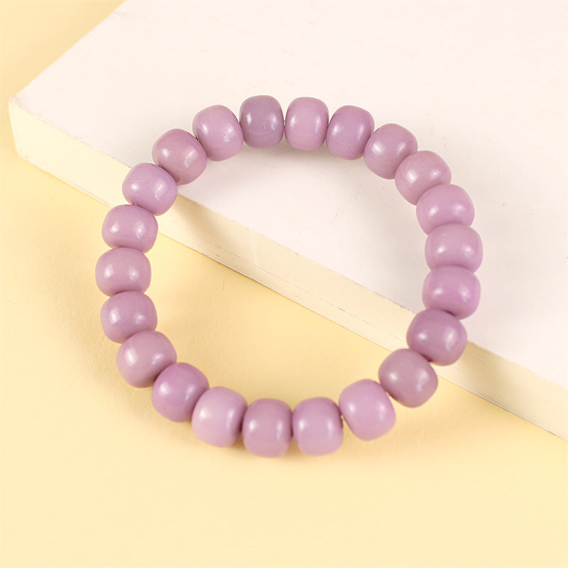Bodhi Candy Color Single Circle Pliable Temperament High Throw Three Bracelets - Light Purple 8x10mm MegaBDM