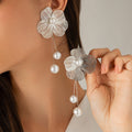 Women's Style Exaggerated Irregular Ear Punk Metal Fold Water Stud Earrings - 23 White K 3198 MegaBDM