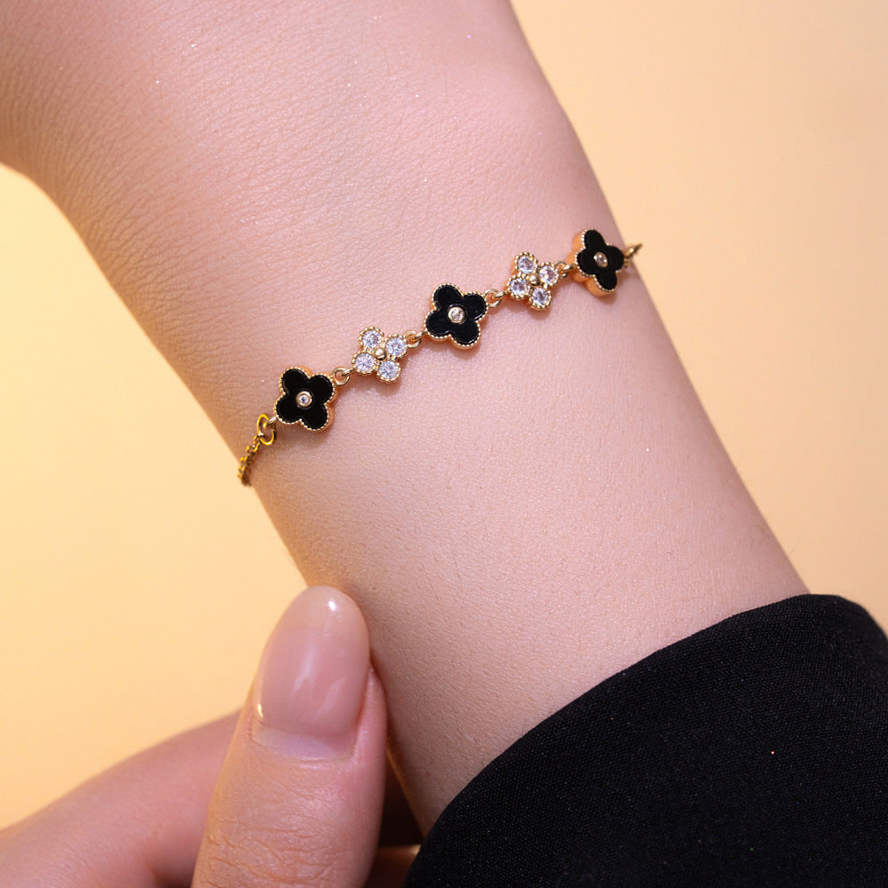 Women's Rhinestone Zircon Stitching Trendy Unique Commuter Light Luxury Bracelet - S1114 Gold Panther Bracelet MegaBDM