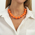 Personalized Blooming Resin Round Beads String Of Clavicle Necklaces - Orange-0100 MegaBDM