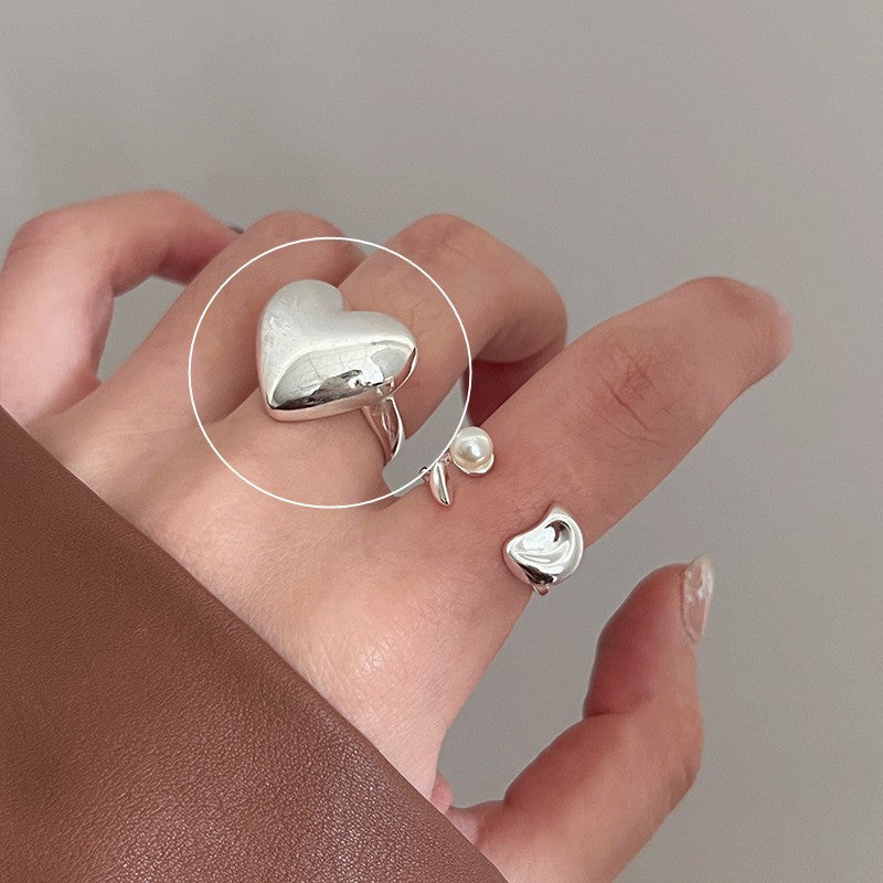 Women's Korean Style Simple Irregular Sterling Sier Rings - 8060 MegaBDM