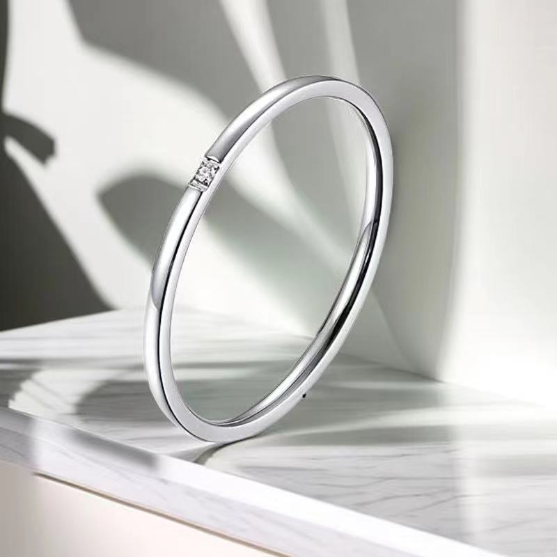 Women's Titanium Steel Design Starry Stainless Style High-grade Bracelets - 10-C-7 Steel Color One Diamond 1mm / No. 7 MegaBDM