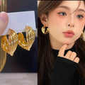 Women's Retro Style Metal High-grade Ear Trendy Design Eardrops Earrings - 925 Silver Needle Gold Ear Ring MegaBDM