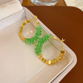 Women's Flower Shell Tassel Light Luxury High-grade Earrings - 24# Silver Needle-Golden-Green MegaBDM
