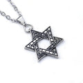 Men's Six-pointed Star Stainless Steel Titanium Fashion Hip Necklaces - Six-Pointed Star with Iron Cross Chain MegaBDM