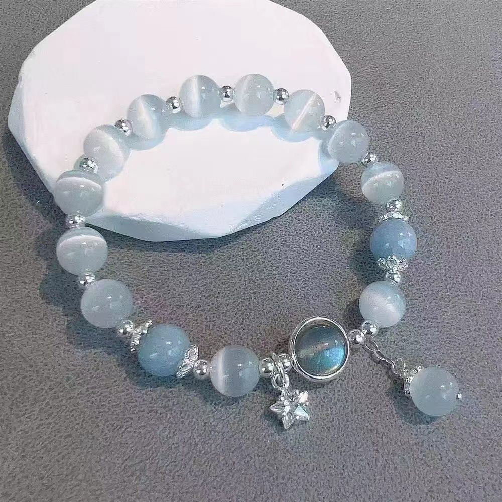 Nine Pack Glazed Female Temperament Wild Design Summer Cold Bracelets - M286 [Five-Pointed Star Gray Moonlight Bracelet]] MegaBDM