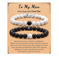Couple Pair Suit Black White Beaded Bracelets - to-My-Man Stainless Steel Accessories with Card MegaBDM