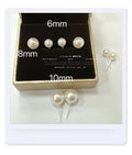 Shell Pearl Biological Porcelain Auricular Needle High Quality Perfect Circle Stud Earrings - 8mm Pearl / White Pearl MegaBDM