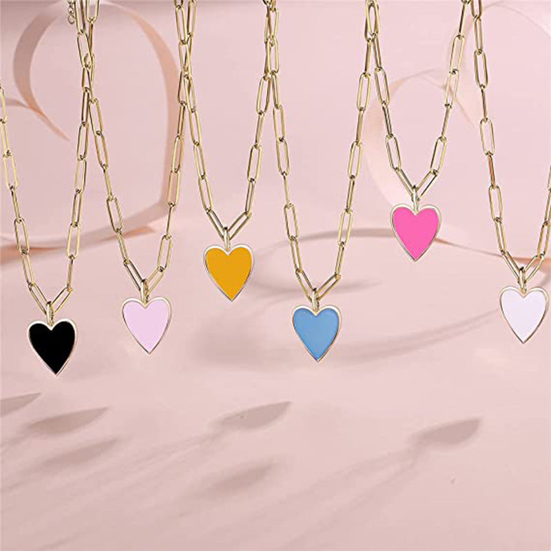 Women's Source Heart-shaped Gold-plated Stainless Steel Clip For Girlish Fashion Love Necklace MegaBDM