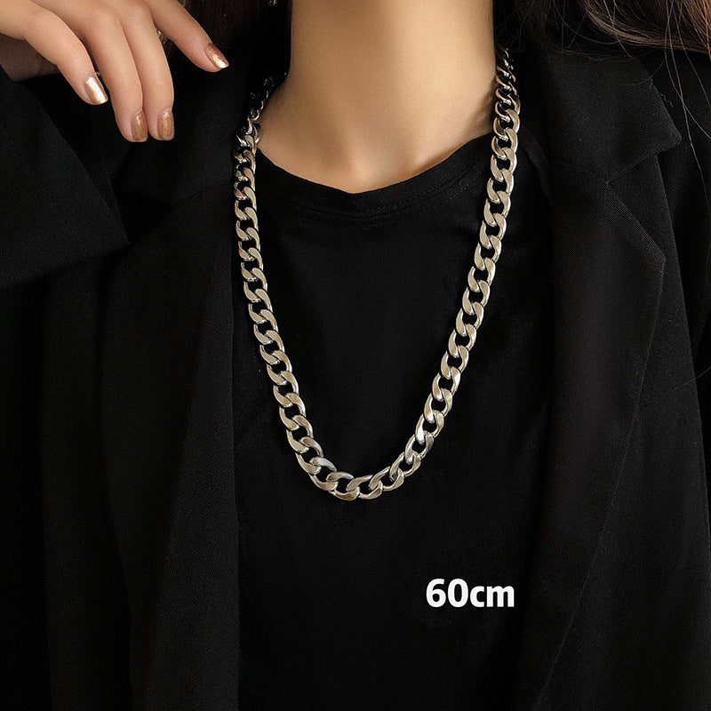Women's & Men's Titanium Steel Thick Chain Hip Hop Disco Cuban For Trendy Necklace - A-0219--60CM MegaBDM
