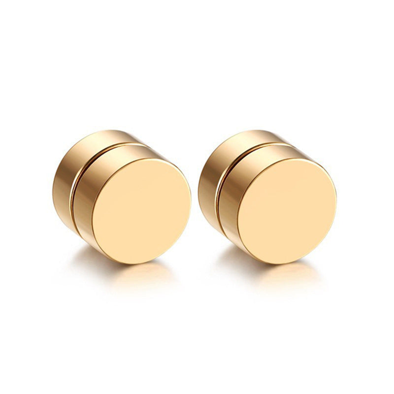 Korean Style Magnet Ear Clips Round Simple Fashion Earrings - Gold 6mm MegaBDM