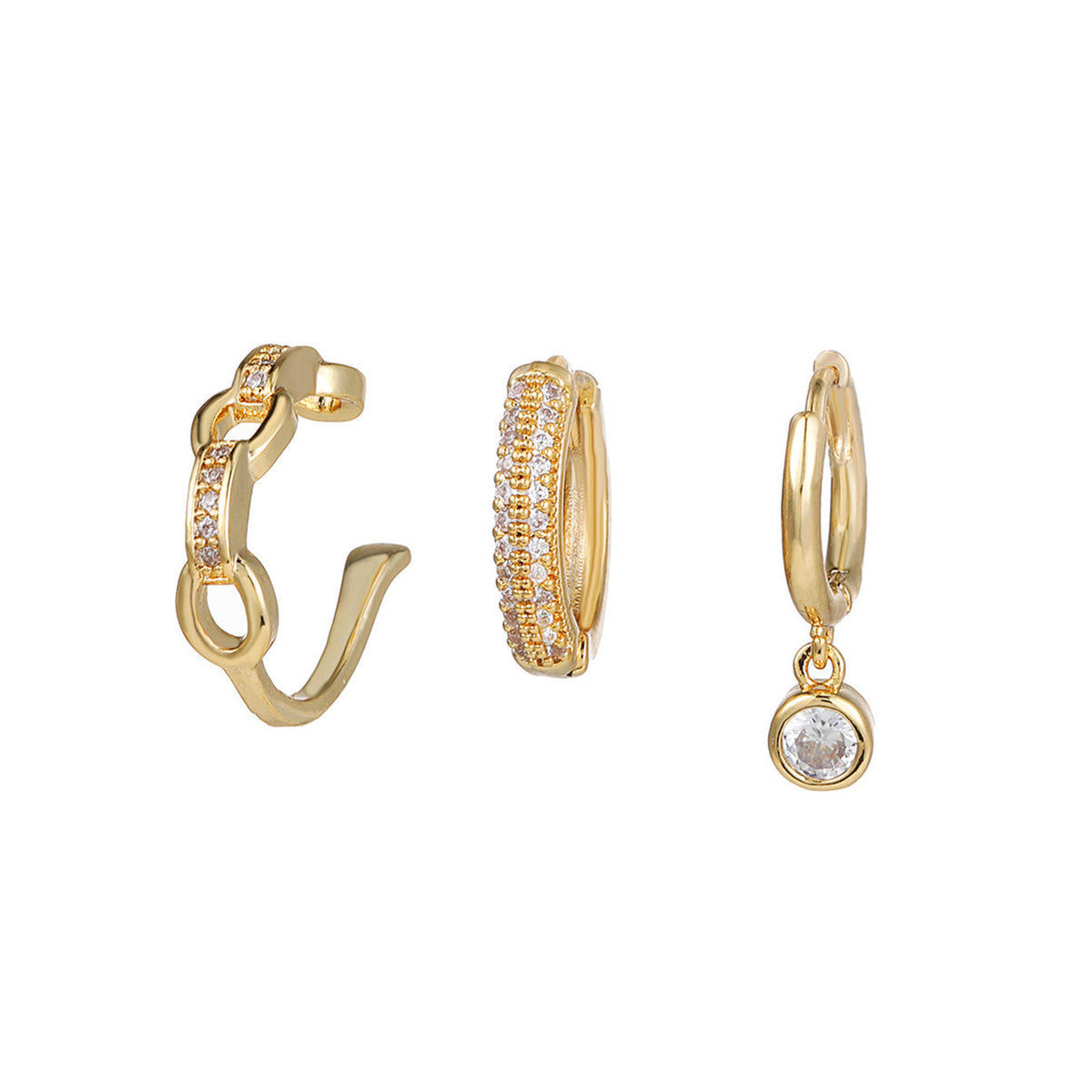 Women's Korean Style Fashion Hot Match Copper Zirconium Finely Earrings - Tz00016 Gold MegaBDM