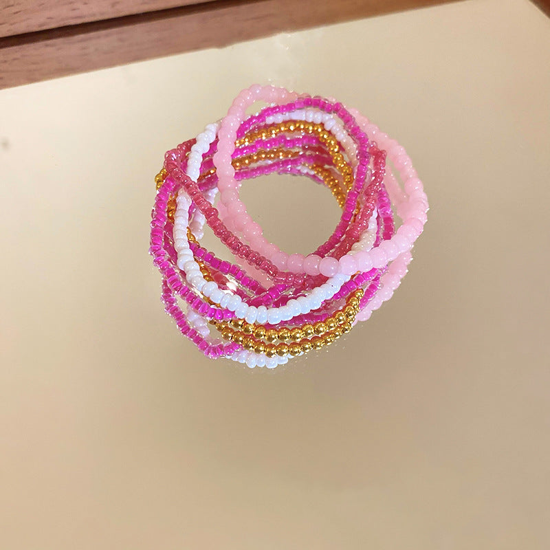 Bohemian Style Stack Beads High-grade Dopamine Bracelets - 6# Bracelet-Pink (Six-Piece Set) MegaBDM