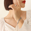 Women's Cool Strap Geometric Titanium Steel Gold Plated Bracelet - E250-Steel Bracelet-15 5cm MegaBDM