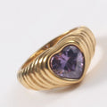 Peach Heart Zircon Bread Titanium Steel Gold Ring - Model a No. 6 A1085 MegaBDM