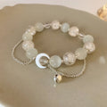 French Retro Smiley Face Bamboo Artificial Jade Personality Trendy Light Bracelets - 89# Bracelet-Regular-Silver-White-Bell MegaBDM