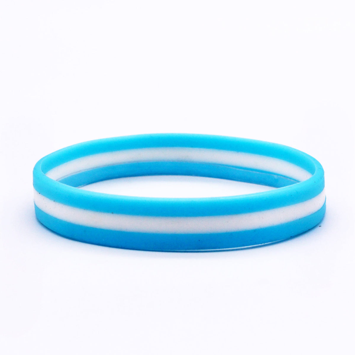 Flag Colorful Silicone Layered World Cup Bracelets - 3 Layers (Sky Blue and White Sky Blue) MegaBDM