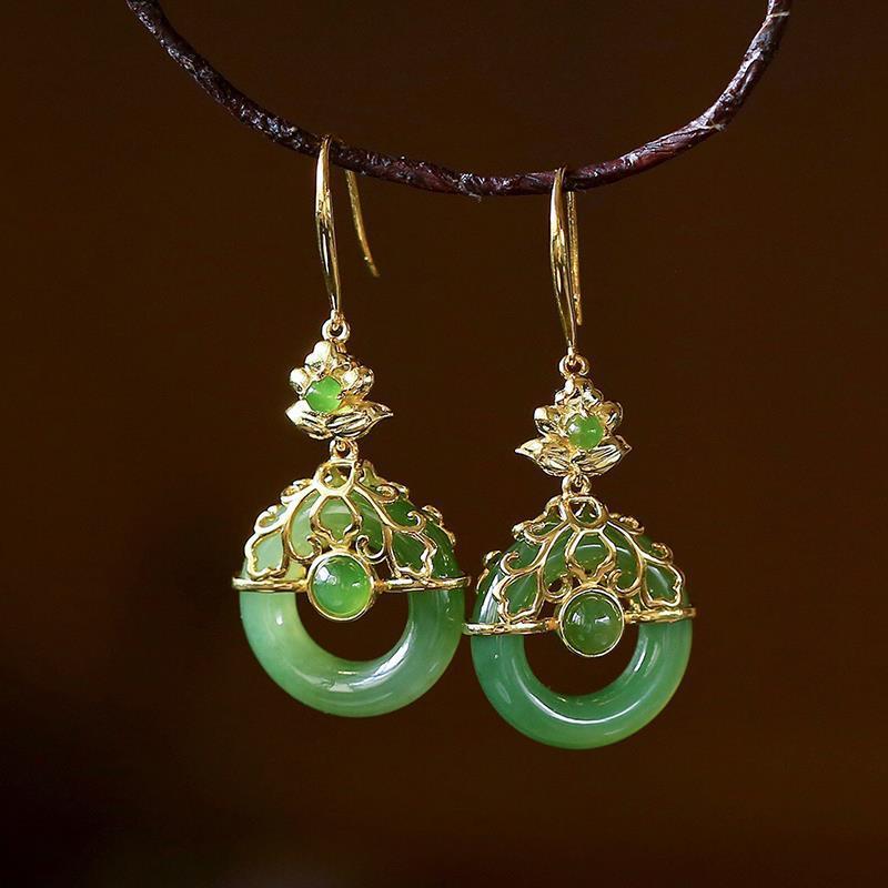 Women's Flower Ethnic Style Ancient Han Chinese Clothing Cheongsam Long Ear Earrings MegaBDM