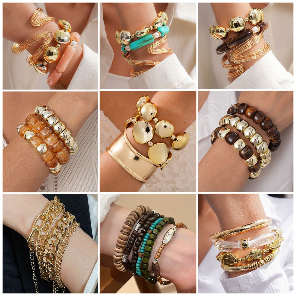 Acrylic Beaded Pearl Vintage Ethnic Style Affordable Bracelets MegaBDM