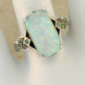 Square White Opal Ancient Sier Bride Lady Wedding Rings MegaBDM