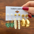 Ear Square Geometric Vintage Pearl Hepburn Style Earrings - H-3703 / Alloy MegaBDM