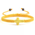 Lucky Red Rope Handmade Cross Woven Bracelets - Yellow Flat Knot Woven Cross MegaBDM