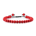 Fashion Haematite Beaded Turquoise Braided Rope Bracelet - Red turquoise MegaBDM