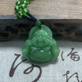 Double-sided Pattern Carving Big Belly Buddha Male Smiling Face Sweater Necklace - Dark Green Big Belly Buddha Chain MegaBDM