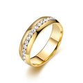 Titanium Steel Starry Diamond Rhinestone Female Stainless Ring - 6mm Circle Rhinestone Ring Gold / No. 5 MegaBDM
