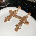 Women's Sier Diamond Tassel Light Luxury High-grade Simple Rings - 4# Silver Needle-Golden-Brown MegaBDM