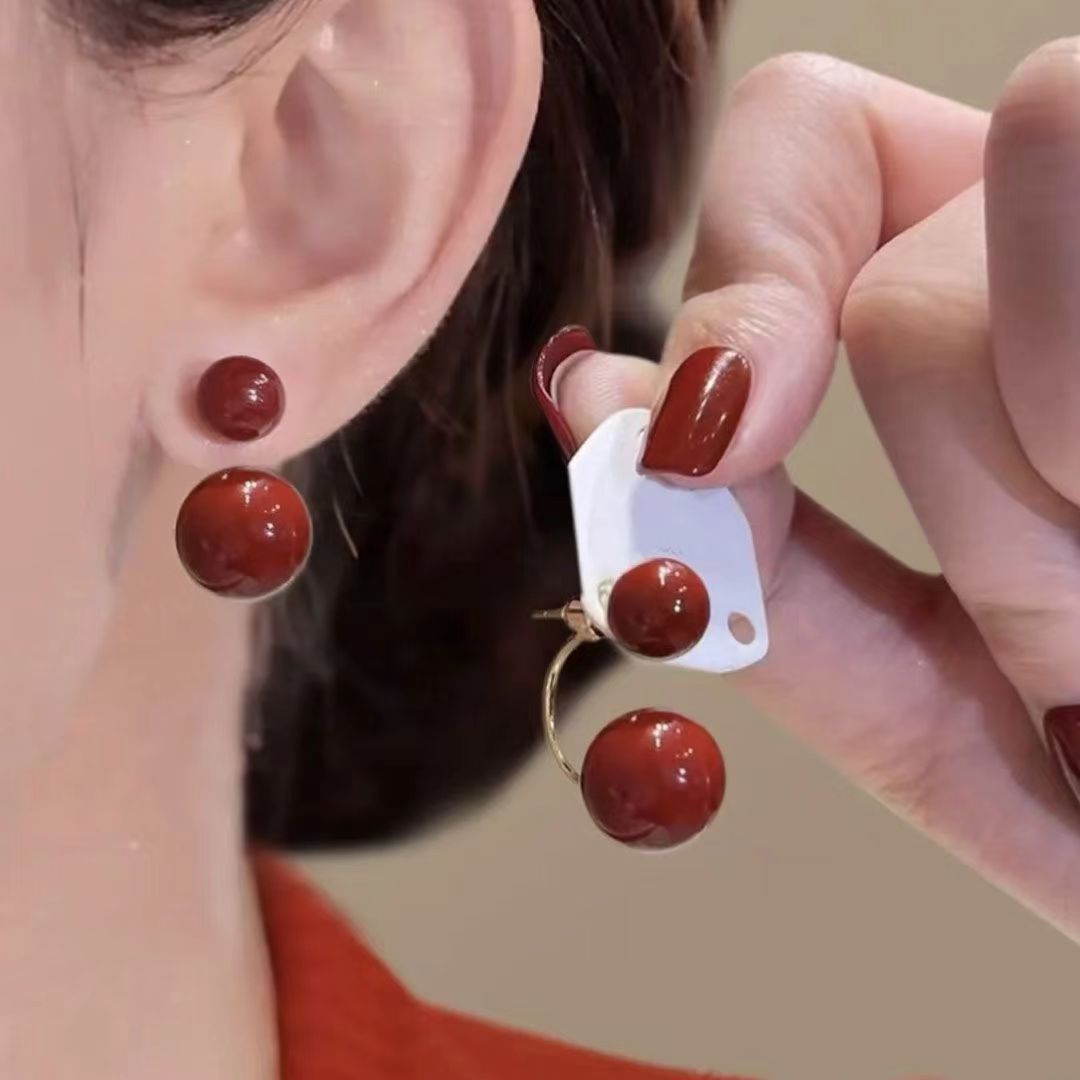Women's Style For Pearl Light Luxury High-grade Unique Niche Earrings - AC-8382 Red MegaBDM