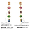 Style Stainless Steel Geometric Zircon Tassel Niche High-grade Design Stud Earrings - JDE0312203-CR MegaBDM