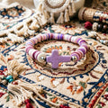 Women's Cross Bohemian Natural Stone For Polymer Bracelet - Purple MegaBDM