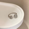 Women's Zircon Female Twin Pearl Opening Adjustable Rings - 150.00G Water Drop Open Ring MegaBDM