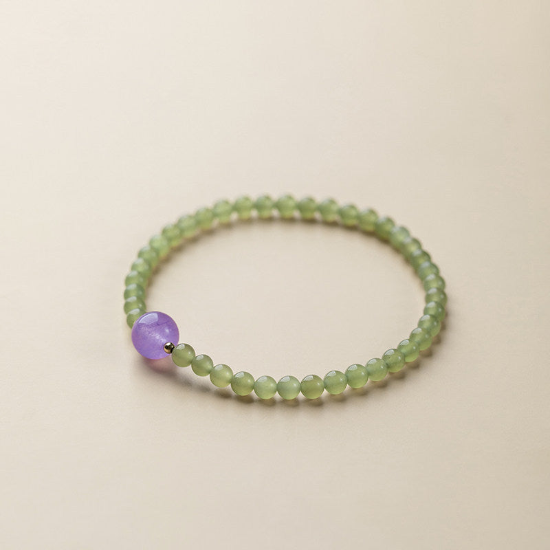 Women's Crystal For Attracting Male Pink Chinese Chalcedony Lucky Bracelet - Chunmo Purple Chalcedony / Suitable for Wrist Size 14-15cm MegaBDM