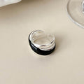 Interest Light Luxury Retro Minority Wide Personality Versatile Opening Adjustable Ring - Black Oil Silver Ring MegaBDM