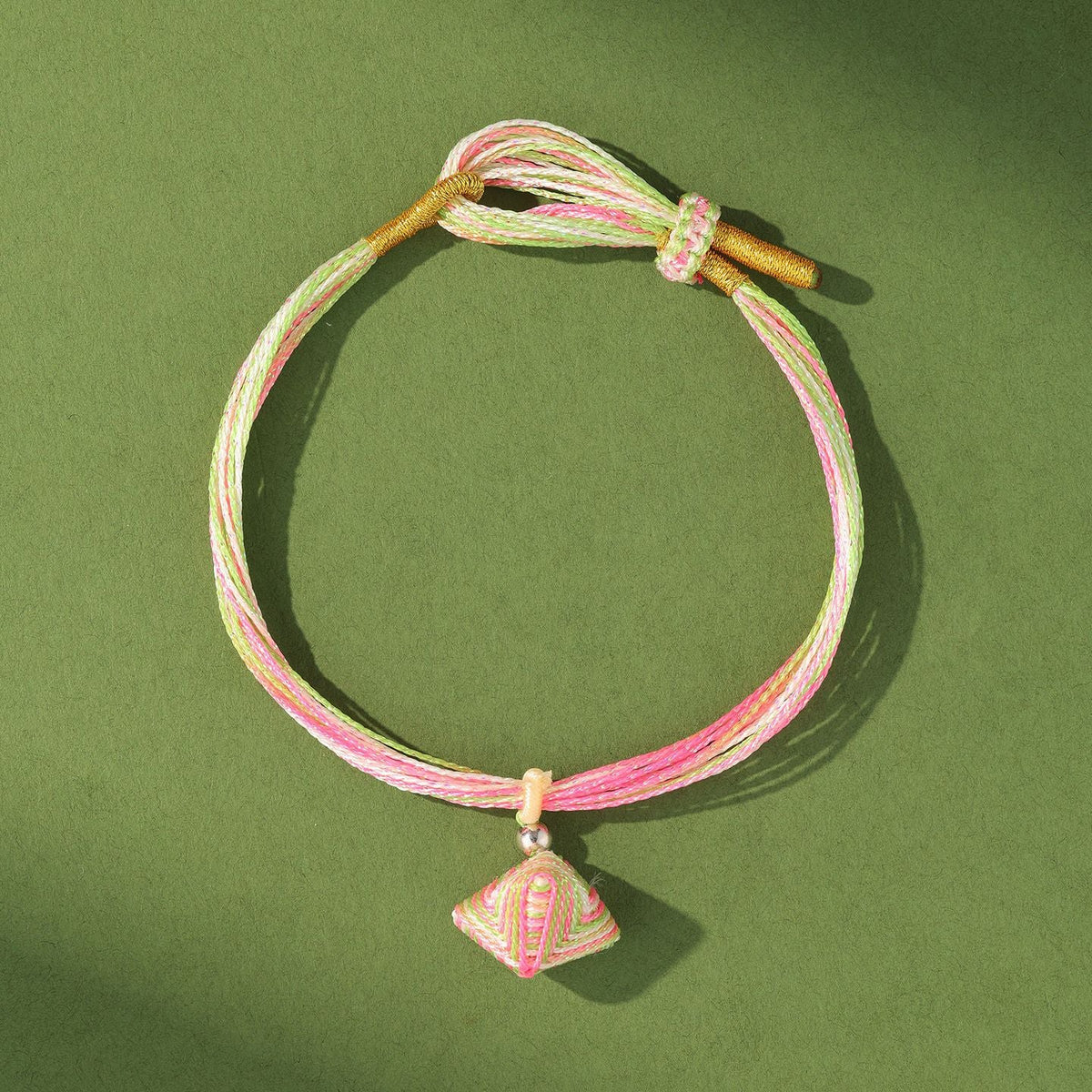 Festival Colorful Rope Ethnic Style Hand-woven Adult Small Sachet Carrying Bracelet - Thousand-Thread Cord Fantasy Rice Dumpling [Pink and Green] MegaBDM