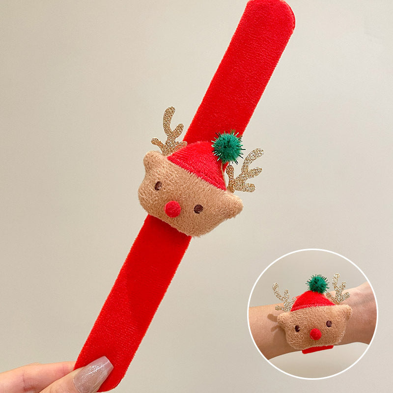 Christmas Plush Pop Cute Cartoon Doll Couple Small Gift Bracelet - # Red Christmas Hat Elk (Ring Pop) MegaBDM