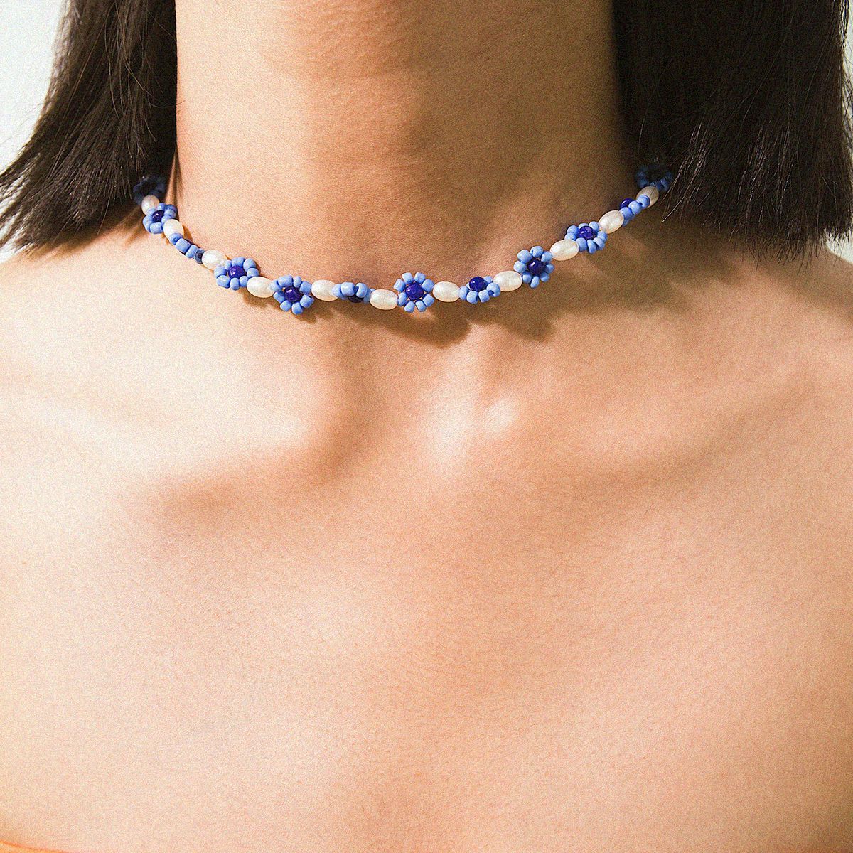 Women's Personalized Simple Contrast Color Creative Woven Necklace - 02 Necklace Blue 2522 MegaBDM